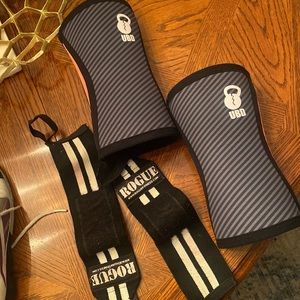 Cross fit knee sleeves, rogue wrist wraps